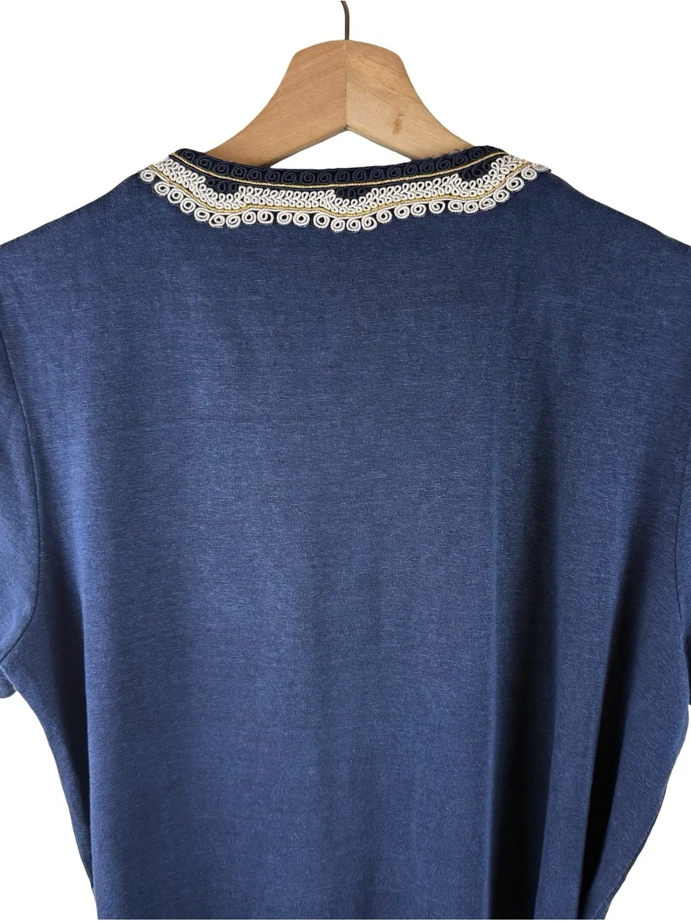 Tory Burch Liliana Linen Dress Tie Waist Blue Medium